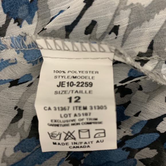 Jessica Leopard Blue Black and white Long Sleeves  Blouse Siz 12 - Picture 7 of 7